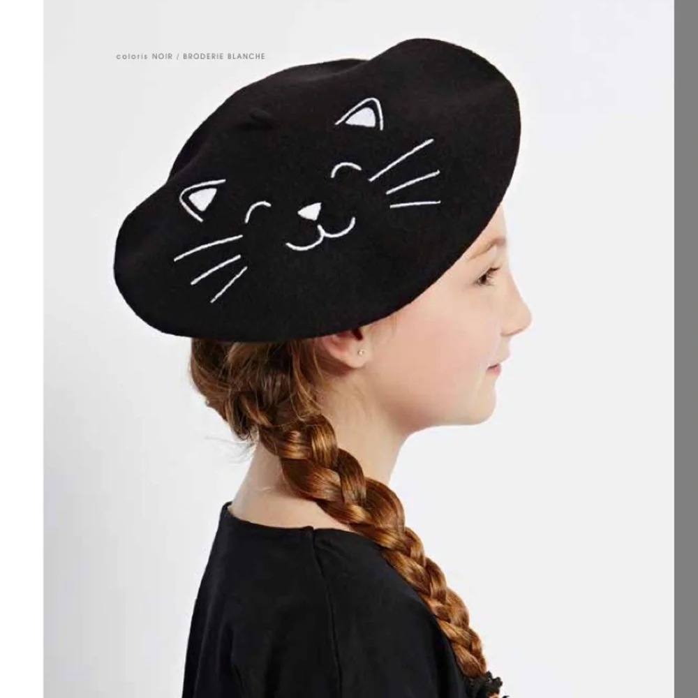 Maison‎ Laulhere Authentic French Beret Choupette Wool Cat Embroidery